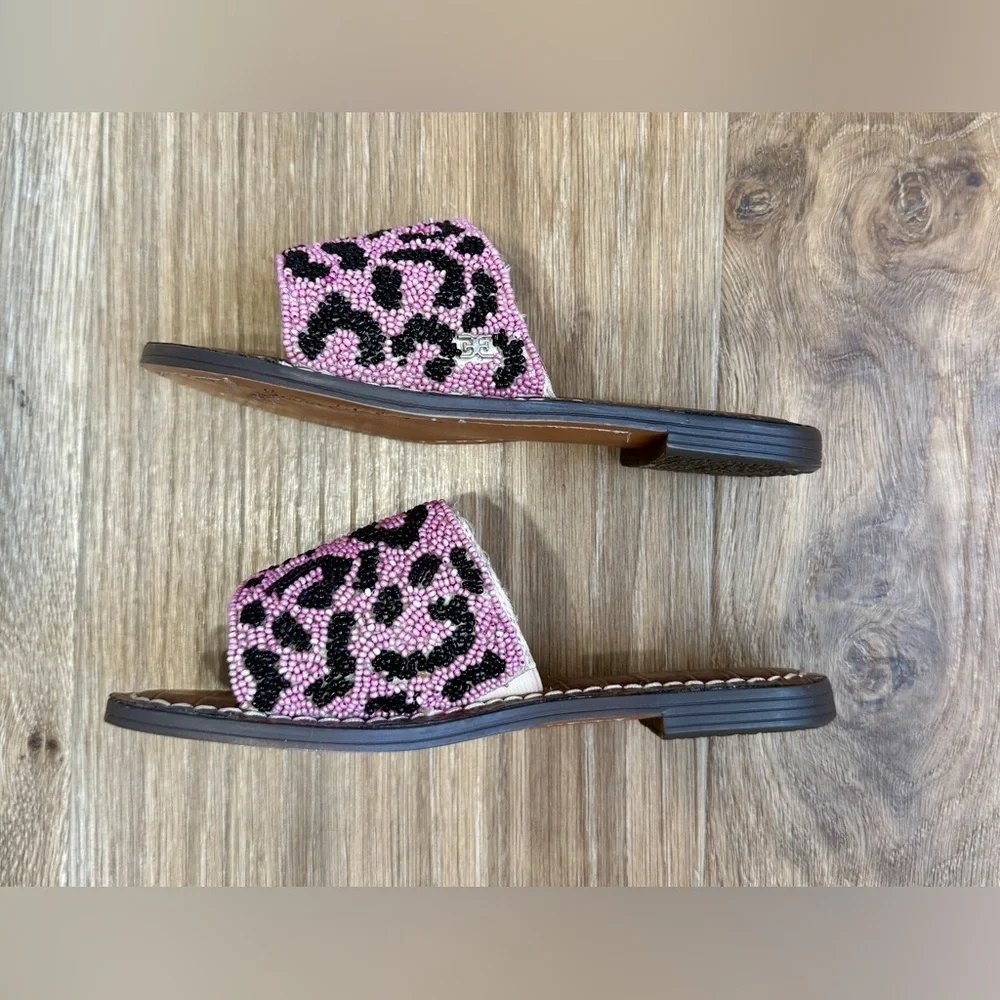 Sam Edelman Gunner Kids Beaded Leopard Slide Sandals Youth 13